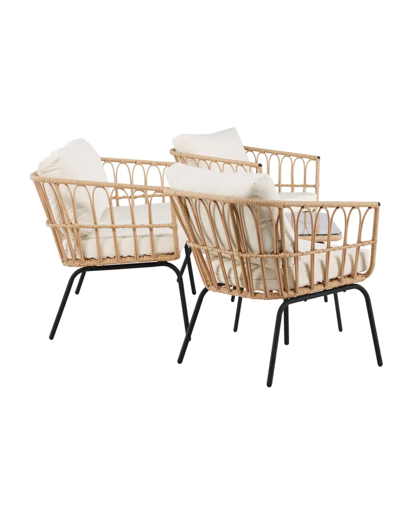 Ortigia Gartenlounge mit Sofa, zwei Sesseln und Glastisch, Ansicht 5