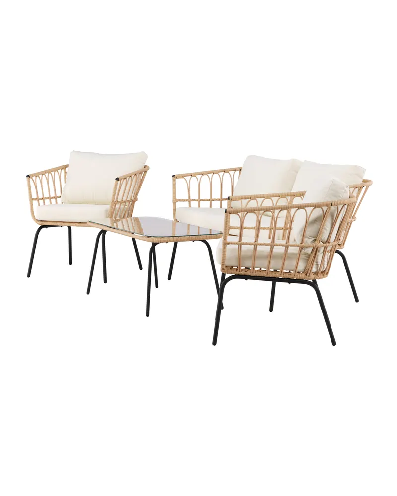 Ortigia Gartenlounge mit Sofa, zwei Sesseln und Glastisch, Ansicht 6
