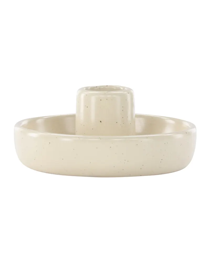 Otis flacher Kerzenständer mit Schale aus Steinzeug in Beige, Ansicht 5