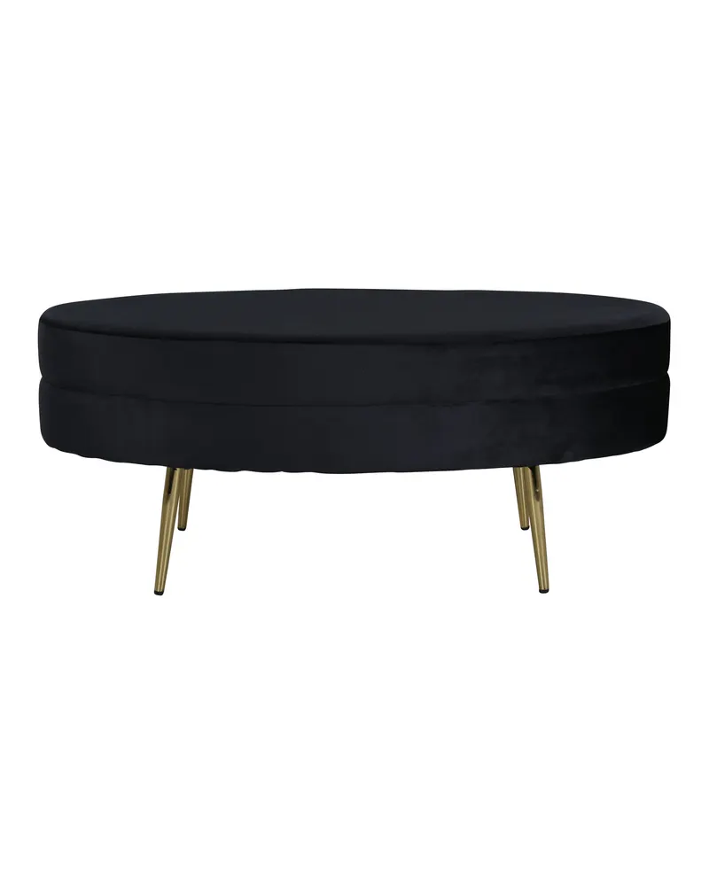 Otto ovaler Hocker auf schlanken Stahlbeinen, 100 × 40 cm, Cremeweiß, Gestell Schwarz