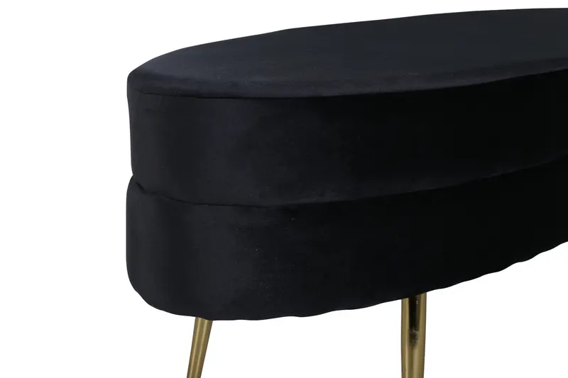 Otto ovaler Hocker auf Stahlbeinen in Schwarz, Gestell Gold, Polyester-Teddystoff, Ansicht 4