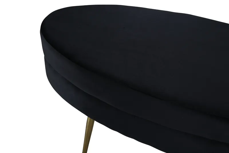Otto ovaler Hocker auf Stahlbeinen in Schwarz, Gestell Gold, Polyester-Teddystoff, Ansicht 5