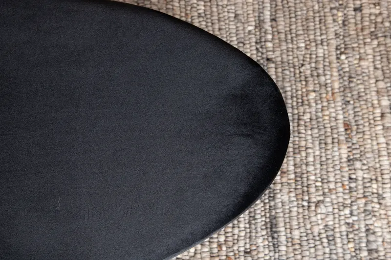 Otto ovaler Hocker auf Stahlbeinen in Schwarz, Gestell Gold, Polyester-Teddystoff, im Wohnraum, Ansicht 7