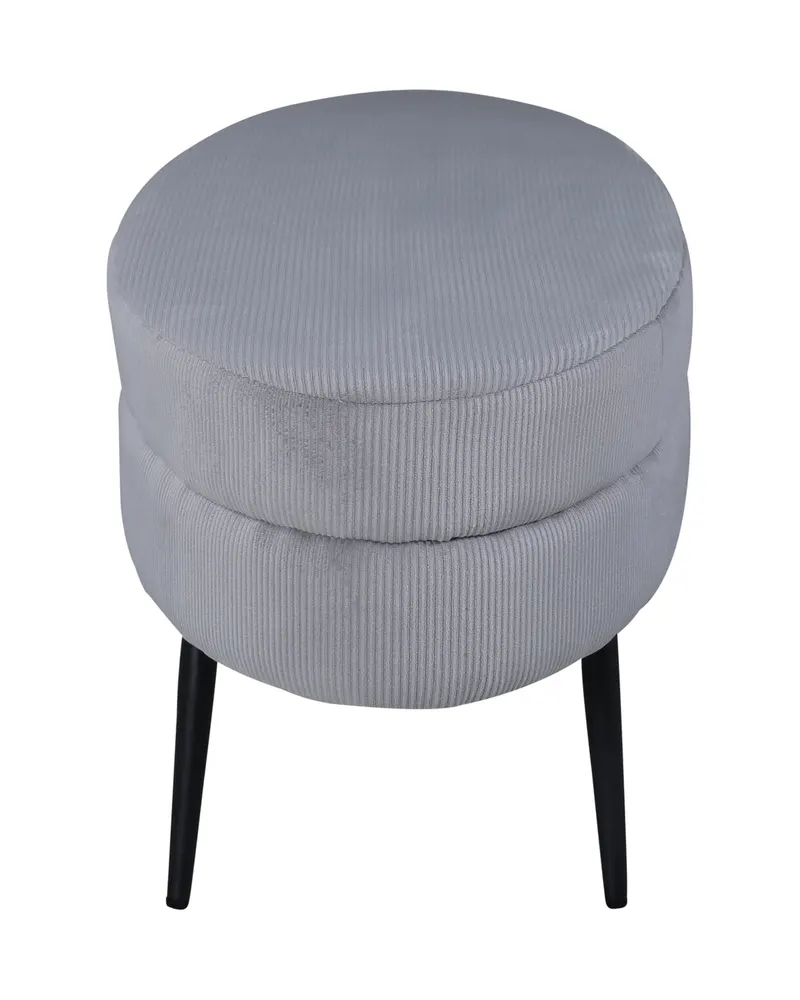 Otto ovaler Hocker auf Stahlbeinen in Grau, Gestell Schwarz, Polyester-Cord, Ansicht 3