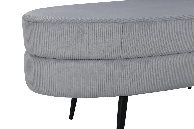 Otto ovaler Hocker auf Stahlbeinen in Grau, Gestell Schwarz, Polyester-Cord, Ansicht 4