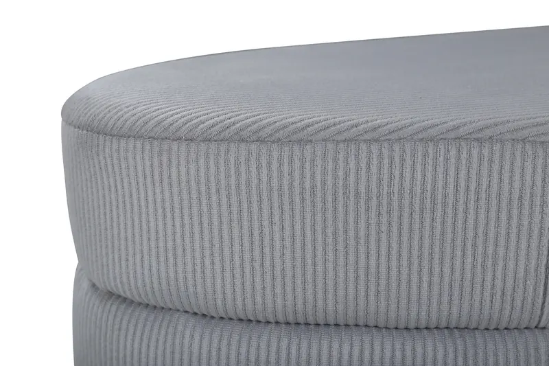 Otto ovaler Hocker auf Stahlbeinen in Grau, Gestell Schwarz, Polyester-Cord, Ansicht 5