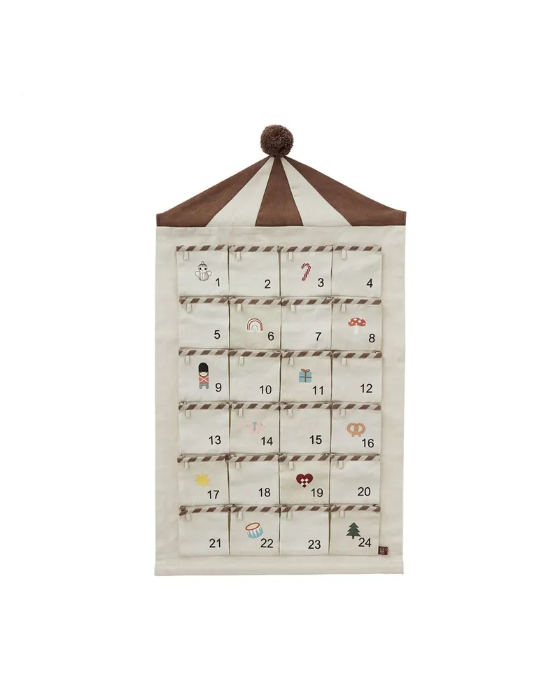 Adventskalender Circus aus Bio-Baumwolle, Beige/Braun