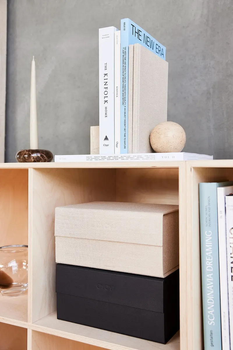 Aufbewahrungsbox Hako A5 aus Karton und Stoff, OYOY Living, Clay Melange, Ansicht 2