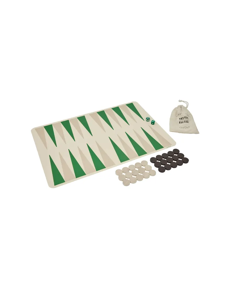 Backgammon-Spiel aus Silikon mit Holzspielsteinen, Grün, Camel