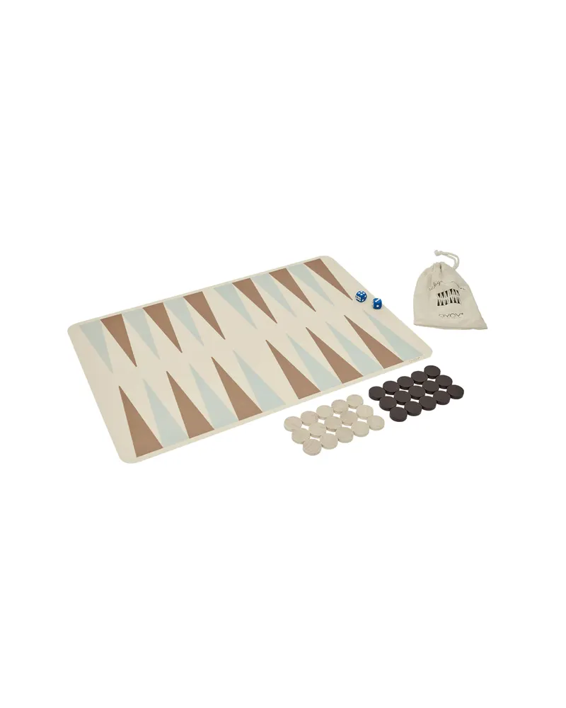 Backgammon-Spiel aus Silikon mit Holzspielsteinen, Grün, Camel