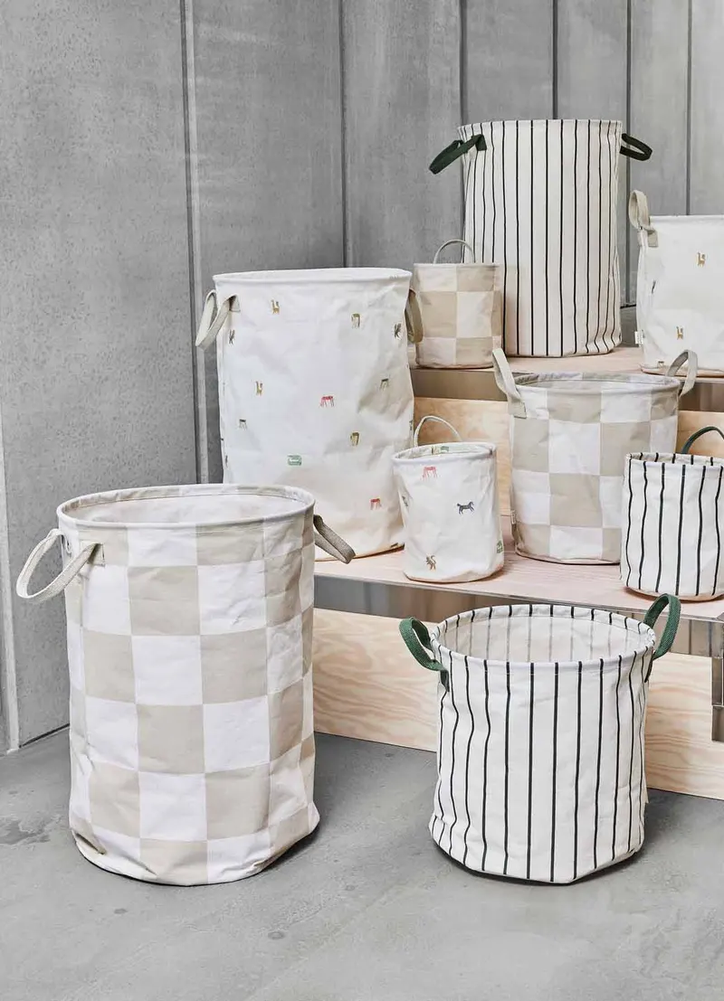 OYOY Chess Wäsche- und Aufbewahrungskorb mit Schachbrettmuster, OYOY Living, Clay / Off-white, Groß, Ansicht 3