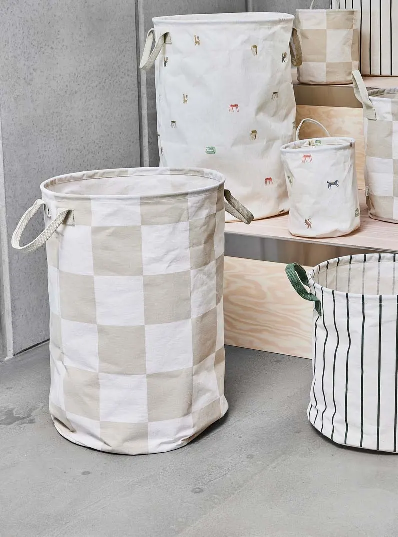 OYOY Chess Wäsche- und Aufbewahrungskorb mit Schachbrettmuster, OYOY Living, Clay / Off-white, Groß, Ansicht 4
