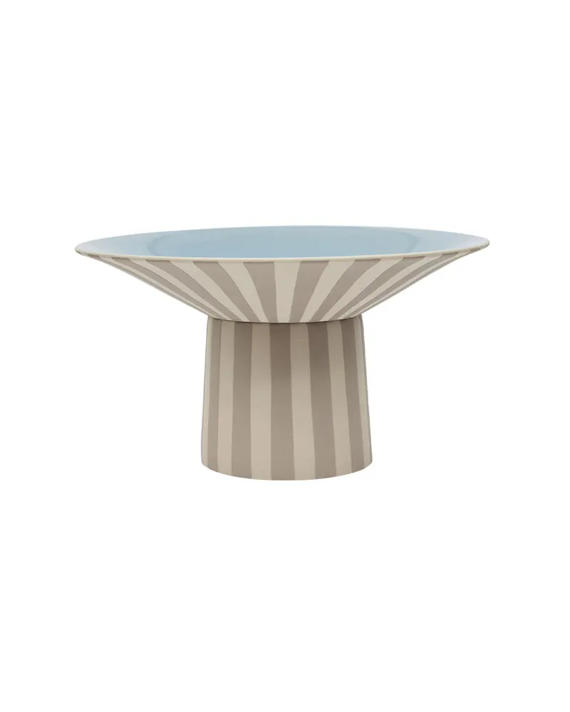 Dekoschale Toppu Centerpiece High aus handbemaltem Steinzeug, OYOY Living, Ton, Eisblau, Ansicht 1