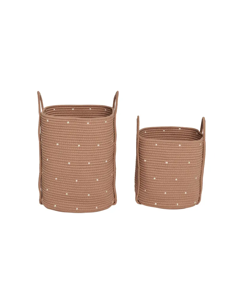 Dot Baumwollseil-Körbe im 2er-Set von OYOY Living, Karamell, L 30 × B 30 × H 38 cm und L 25 × B 25 × H 28 cm, Ansicht 1