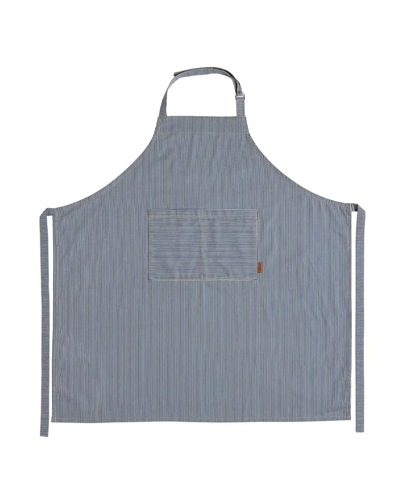 Gestreifte Denim-Küchenschürze aus Baumwolle, Blau