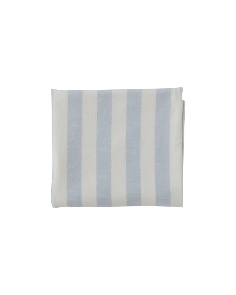 Gestreifte Tischdecke aus Bio-Baumwolle von OYOY Living, Eisblau, 260 × 140 cm, Ansicht 1
