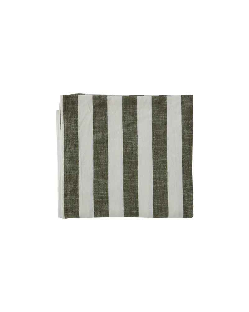 Gestreifte Tischdecke aus Bio-Baumwolle von OYOY Living, Oliv, 200 × 140 cm, Ansicht 1