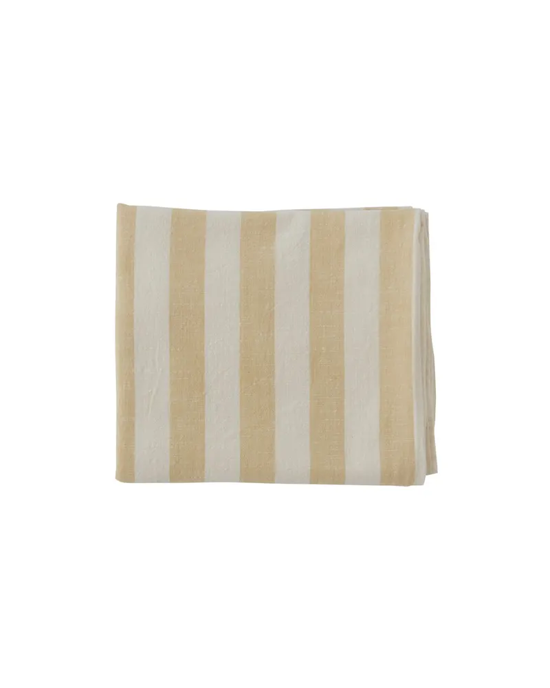 Gestreifte Tischdecke aus Bio-Baumwolle von OYOY Living, Vanille, 260 × 140 cm, Ansicht 1