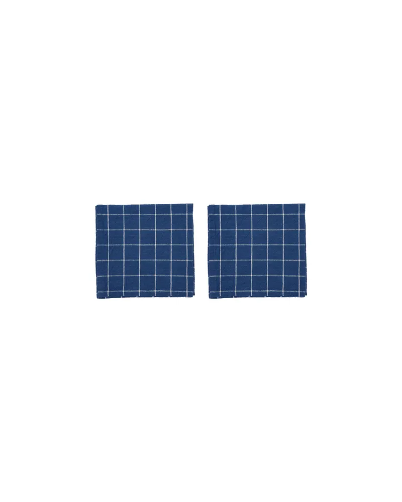 Grid-Servietten aus Bio-Baumwolle, 2er-Set, Blau