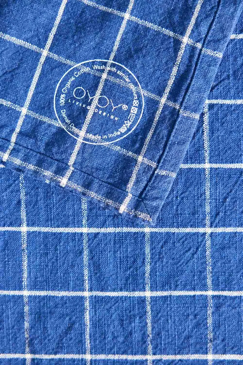 OYOY Grid Tischdecke aus Bio-Baumwolle, 200 × 140 cm, OYOY Living, Blau, Ansicht 4
