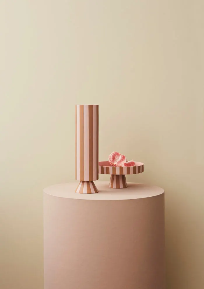 Hohe Toppu Vase aus handgefertigtem Steinzeug, OYOY Living, Karamell/Rosa, Ø 8,5 × H 31 cm, Ansicht 2