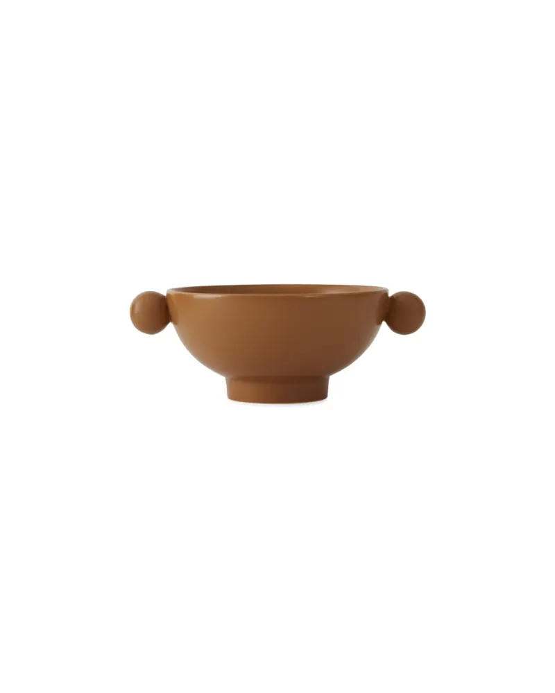 OYOY Living Inka-Schale aus Porzellan mit runden Griffen, Karamell, Ø 18 × H 7 cm, Ansicht 1