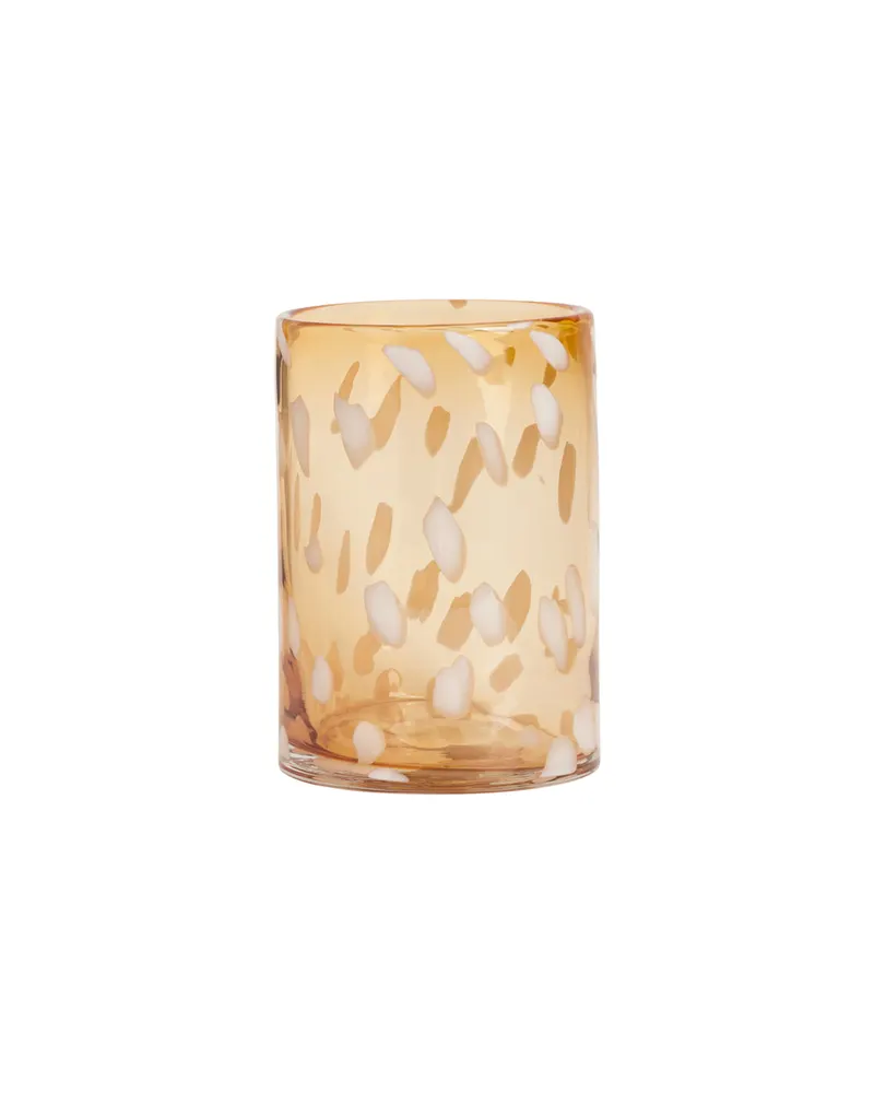 Jali Hurricane Glas-Windlicht mit farbigen Details, Bernstein