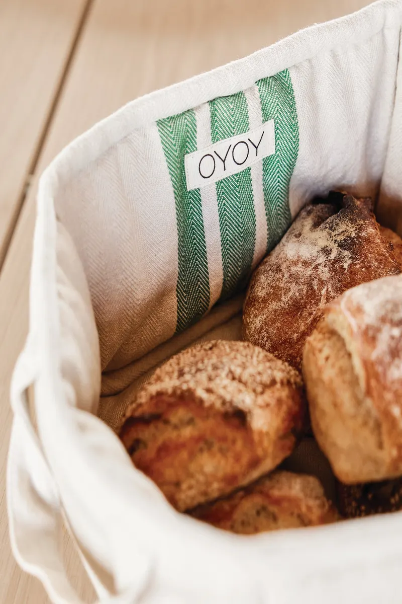 OYOY Linu Brotkorb aus Bio-Baumwolle mit Streifen, OYOY Living, Grün, Ansicht 4