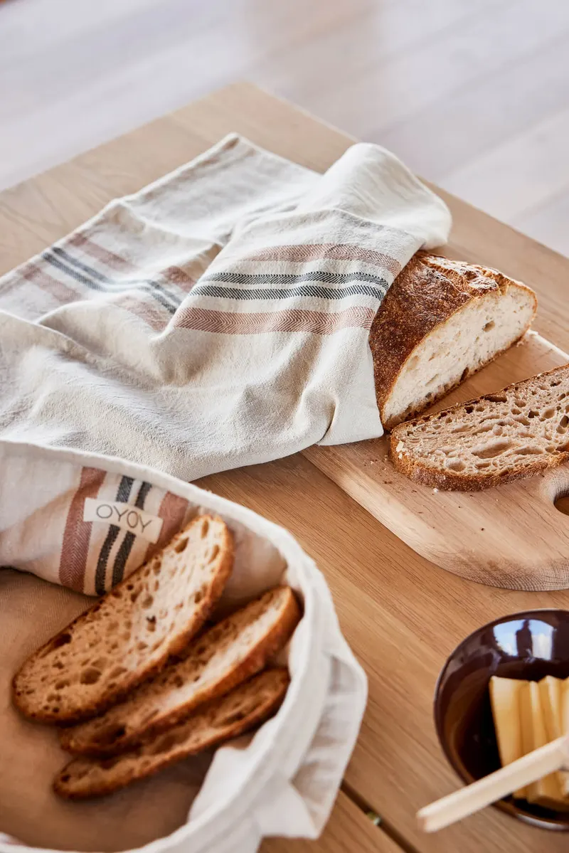 OYOY Linu Brotkorb aus Bio-Baumwolle mit Streifen, OYOY Living, Karamell, Ansicht 2