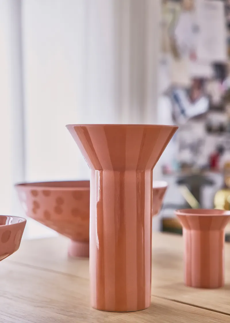 Luonto Vase aus Steinzeug mit handbemalten Streifen, OYOY Living, Terrakotta, Ansicht 3