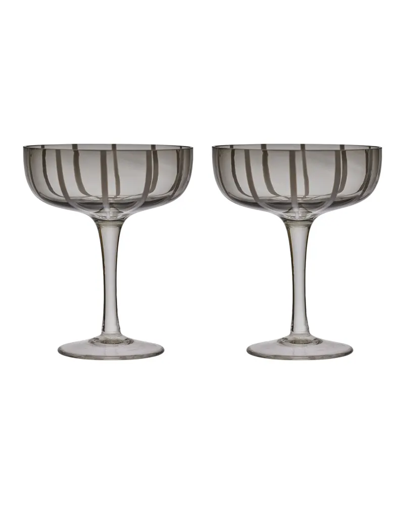 Mizu Coupe-Gläser aus mundgeblasenem Glas im 2er-Set, OYOY Living, Grau, Ø 11,5 cm × H 14 cm, Ansicht 1