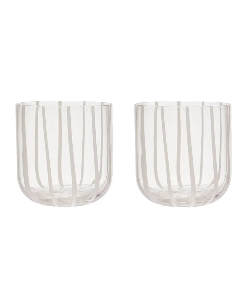 Mizu Trinkgläser aus Glas im gestreiften Design, OYOY Living, Klar, Ø 8 × Höhe 8,2 cm; Inhalt 320 ml, Ansicht 1