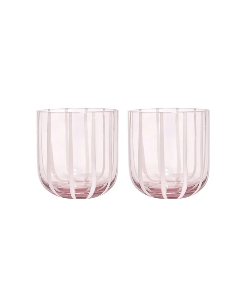 Mizu Trinkgläser aus Glas im gestreiften Design, Rosé