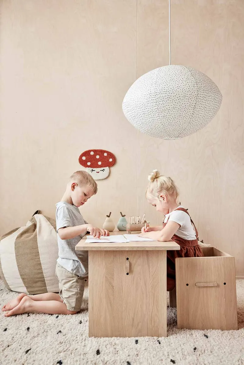 Moyo-Papierschirm aus Papier mit rundem Laternenformat, OYOY Living, Off-White, Schwarz, Groß, Ansicht 2