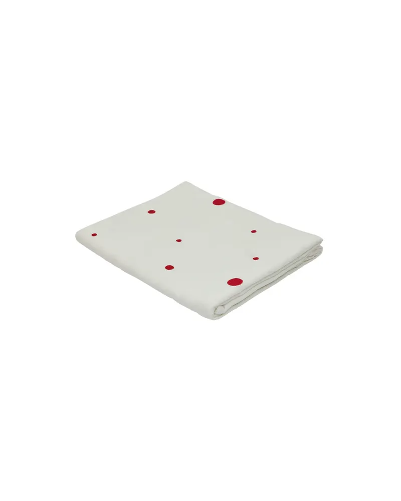 Nori Tischdecke aus Baumwolle mit Punktmuster, Weiß, Kirschrot