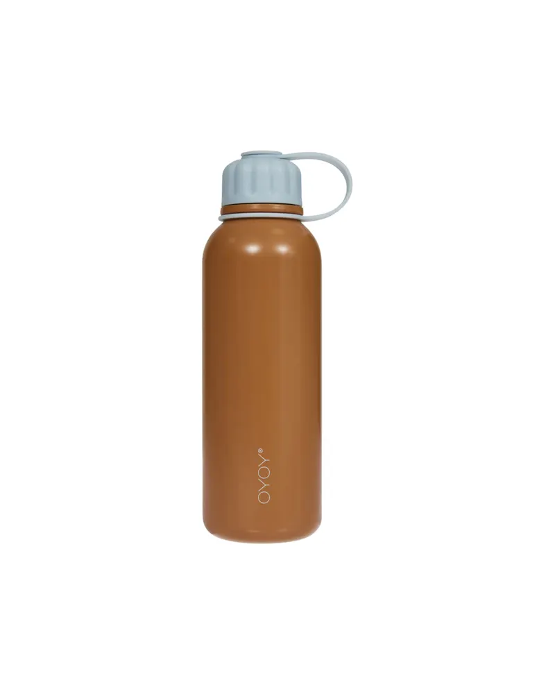 OYOY Living Pullo Isolier-Trinkflasche aus Edelstahl, Karamell/Eisblau, Inhalt: 520 ml, Ansicht 1
