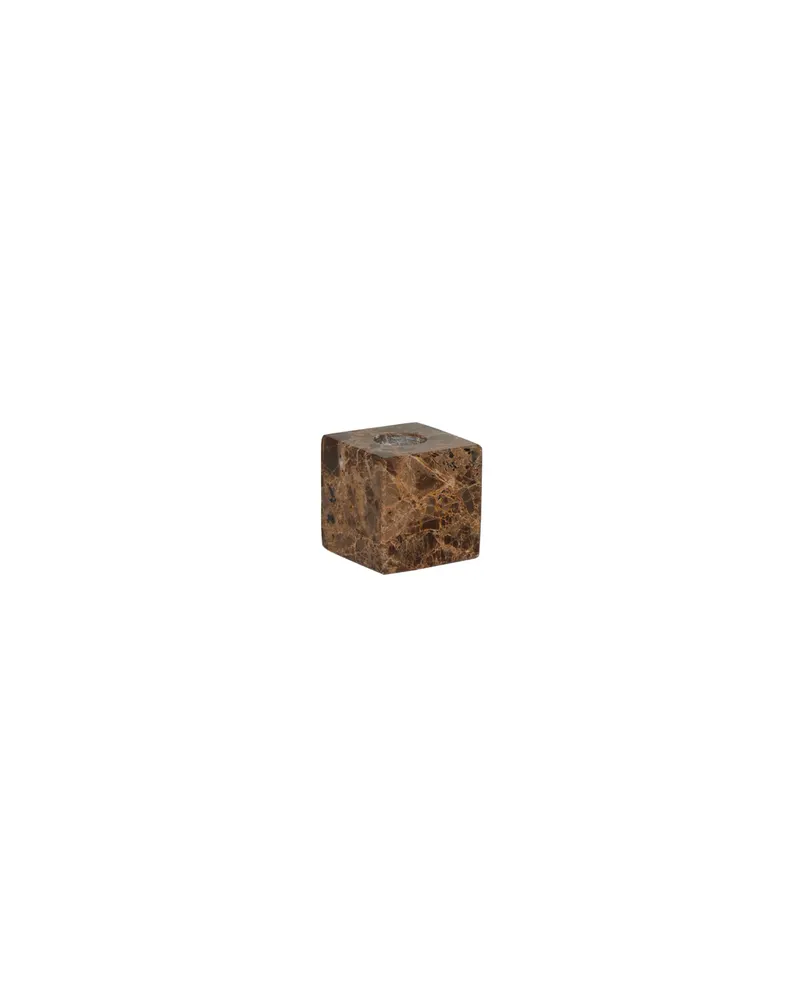 Quadratischer Marmor-Kerzenhalter Savi Square, niedrig, OYOY Living, Schokoladenbraun, Ansicht 1