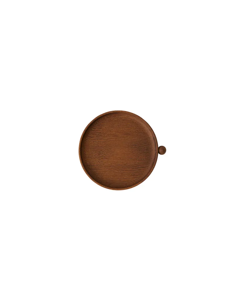 Rundes Eichenholztablett Inka von OYOY Living, Dunkel, H 2,5 × L 22,2 × B 20 cm, Ansicht 1