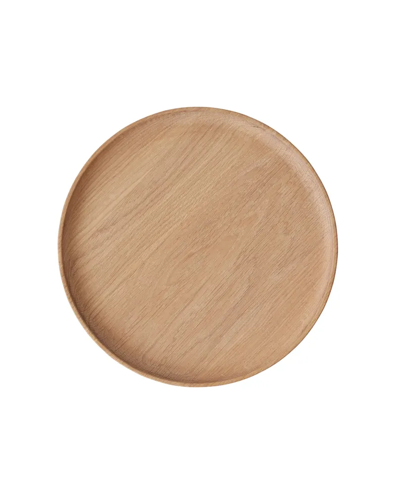Rundes Eichenholztablett Inka von OYOY Living, Naturfarben, Ø 30 × H 4,7 cm, Ansicht 1