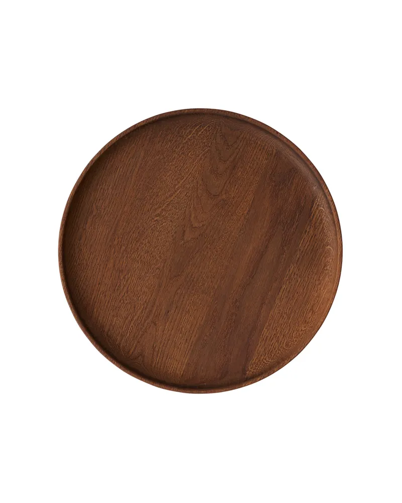Rundes Eichenholztablett Inka von OYOY Living, Dunkel, Ø 30 × H 4,7 cm, Ansicht 1