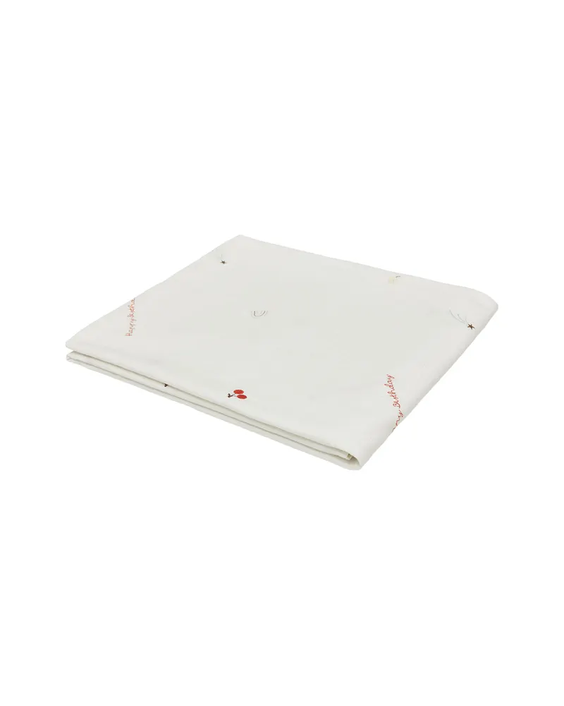 Tischdecke Birthday aus Baumwolle, 260 × 140 cm, Off-White