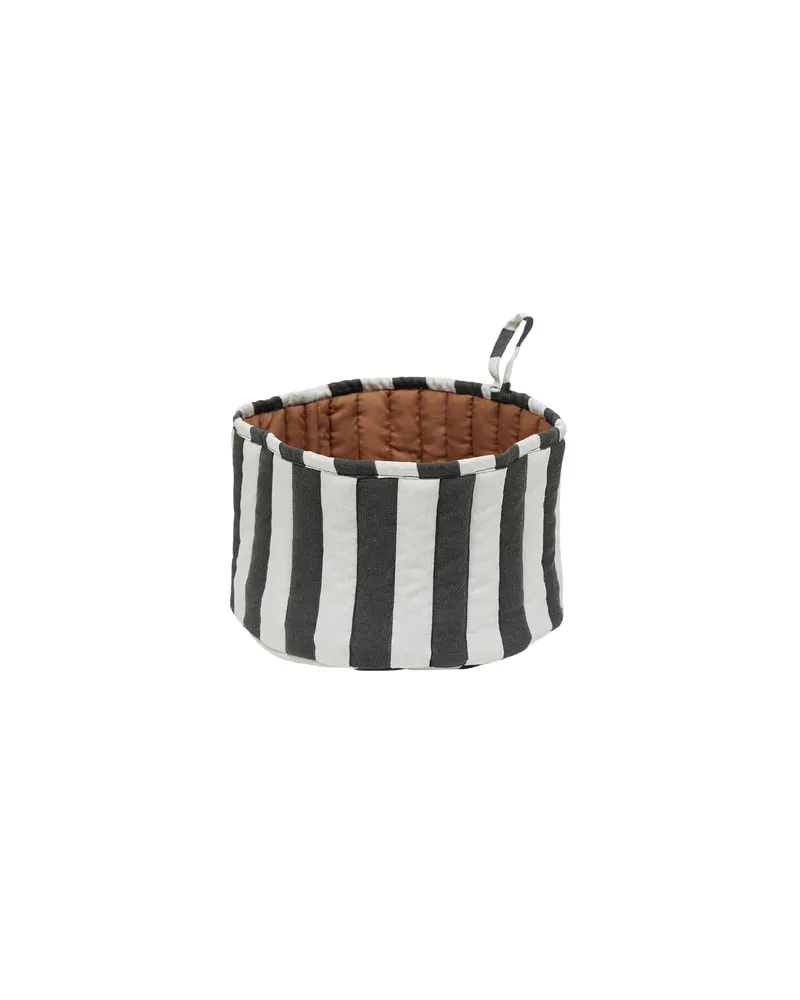 Toppu Brotkorb aus Baumwolle mit Wendefunktion, Schwarz / Weiß / Taupe