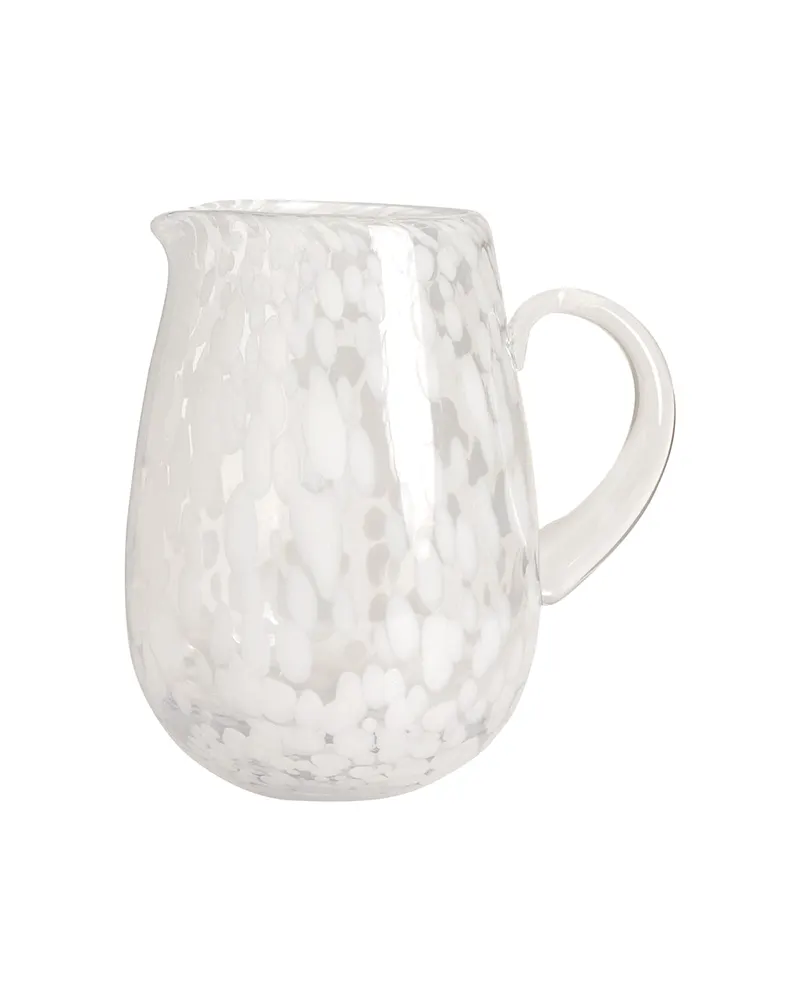 Wasserkaraffe Jali aus Glas mit gepunktetem Design, Weiß