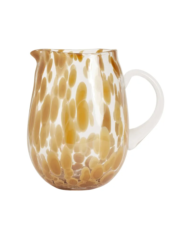 Wasserkaraffe Jali aus Glas mit gepunktetem Design, Amber