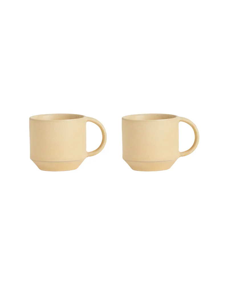 OYOY Living Yuka Espressotassen aus Terrakotta, 2er-Set, Buttergelb