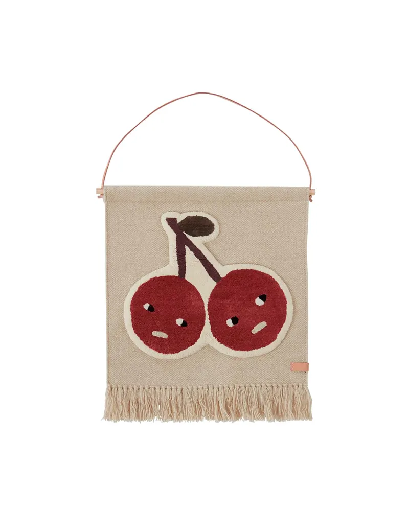 Cherry On Top Wandteppich aus Wolle und Baumwolle, Rot