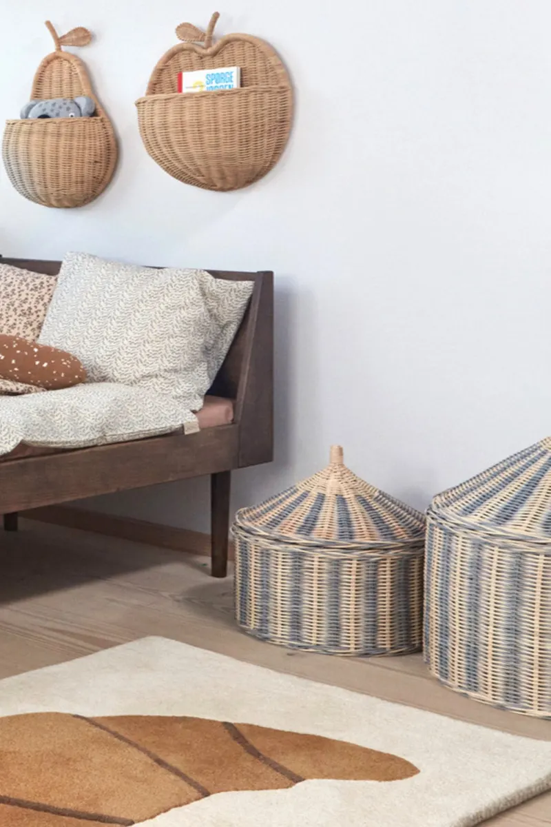 OYOY Mini Circus Korb-Set aus Rattan mit Deckeln, Blau, Ø 50 cm und Ø 36 cm, Ansicht 4
