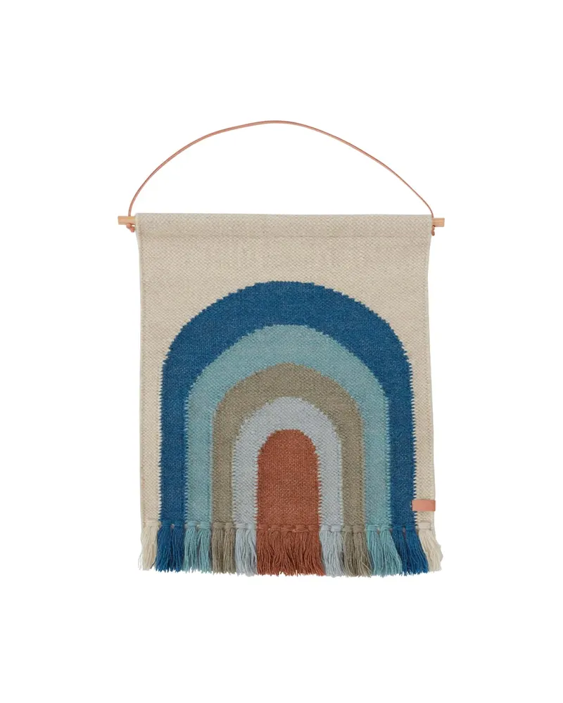 OYOY Mini Follow The Rainbow Wandteppich mit Fransen, Hellblau, Höhe 69 × Breite 55 cm, Ansicht 1
