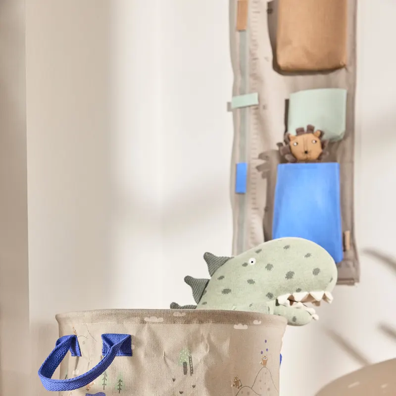 OYOY Mini Foxy Aufbewahrungskorb-Set mit Fuchsmotiv, Beige, Blau, Medium, Ansicht 2