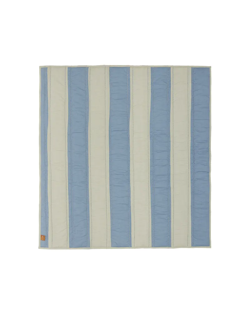 Gestreifte Steppdecke mit Wendeseite, Blau und Clay